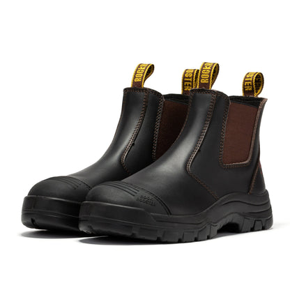 ROCKROOSTER Bakken Dark Brown 6 inch Pull on Leather Work Boots AK229 Rock Rooster Footwear Inc