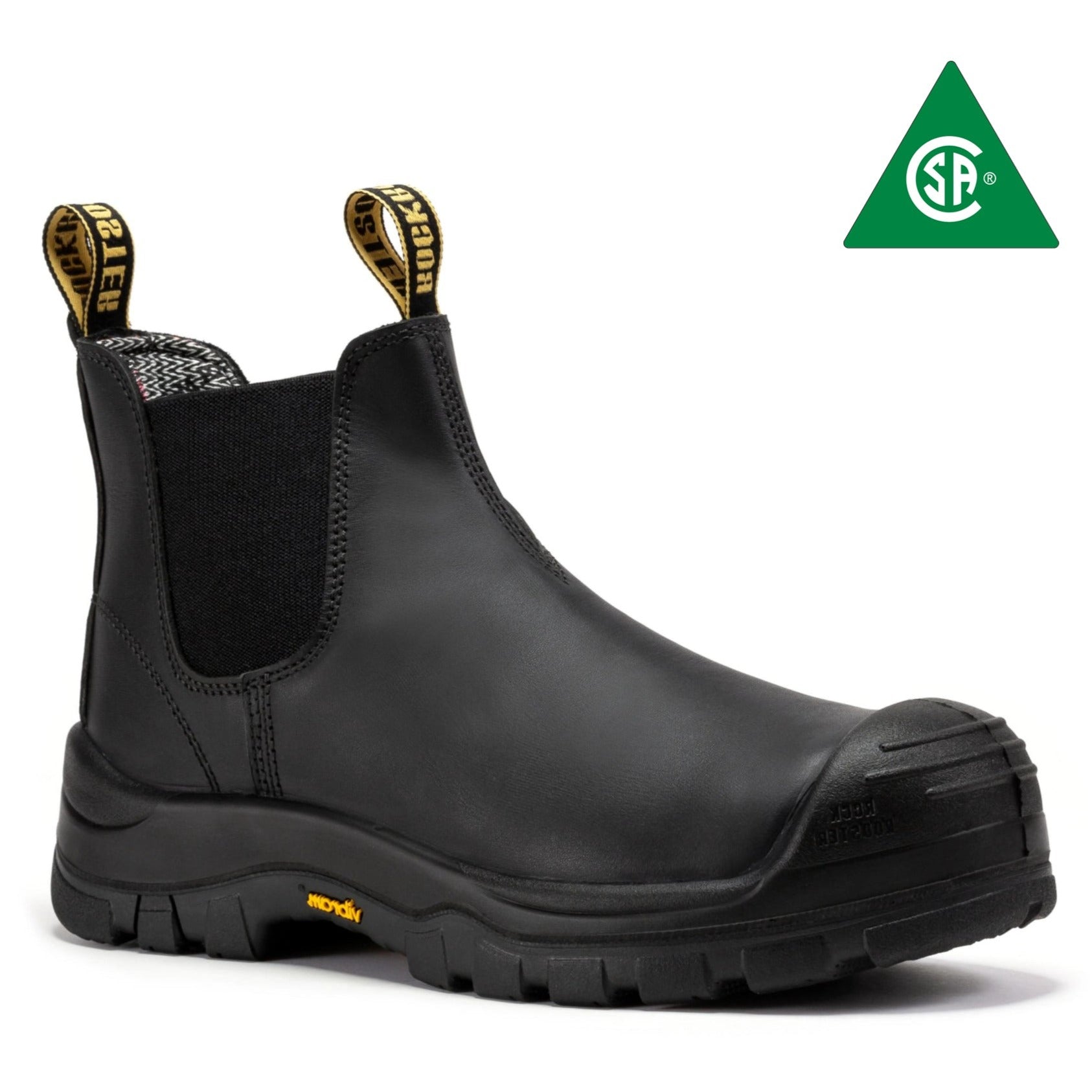 ROCKROOSTER Beaufort Men's Black 6 inch Composite Toe Pull-on Leather Work Boots VAK630 Rock Rooster Footwear Inc