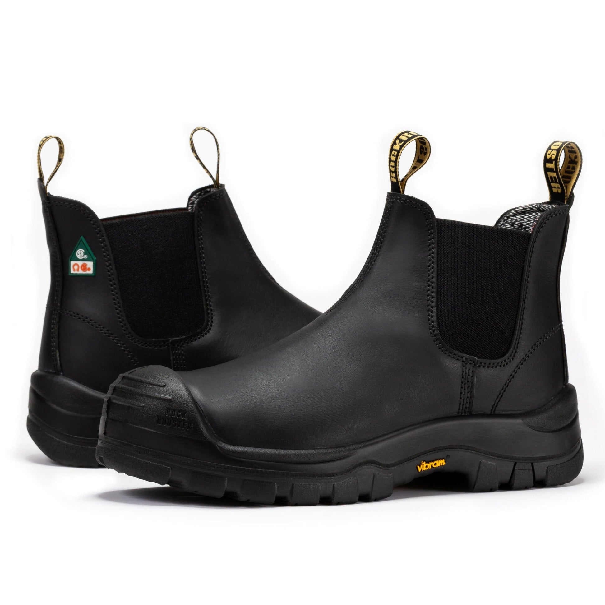 ROCKROOSTER Beaufort Men's Black 6 inch Composite Toe Pull-on Leather Work Boots VAK630 Rock Rooster Footwear Inc