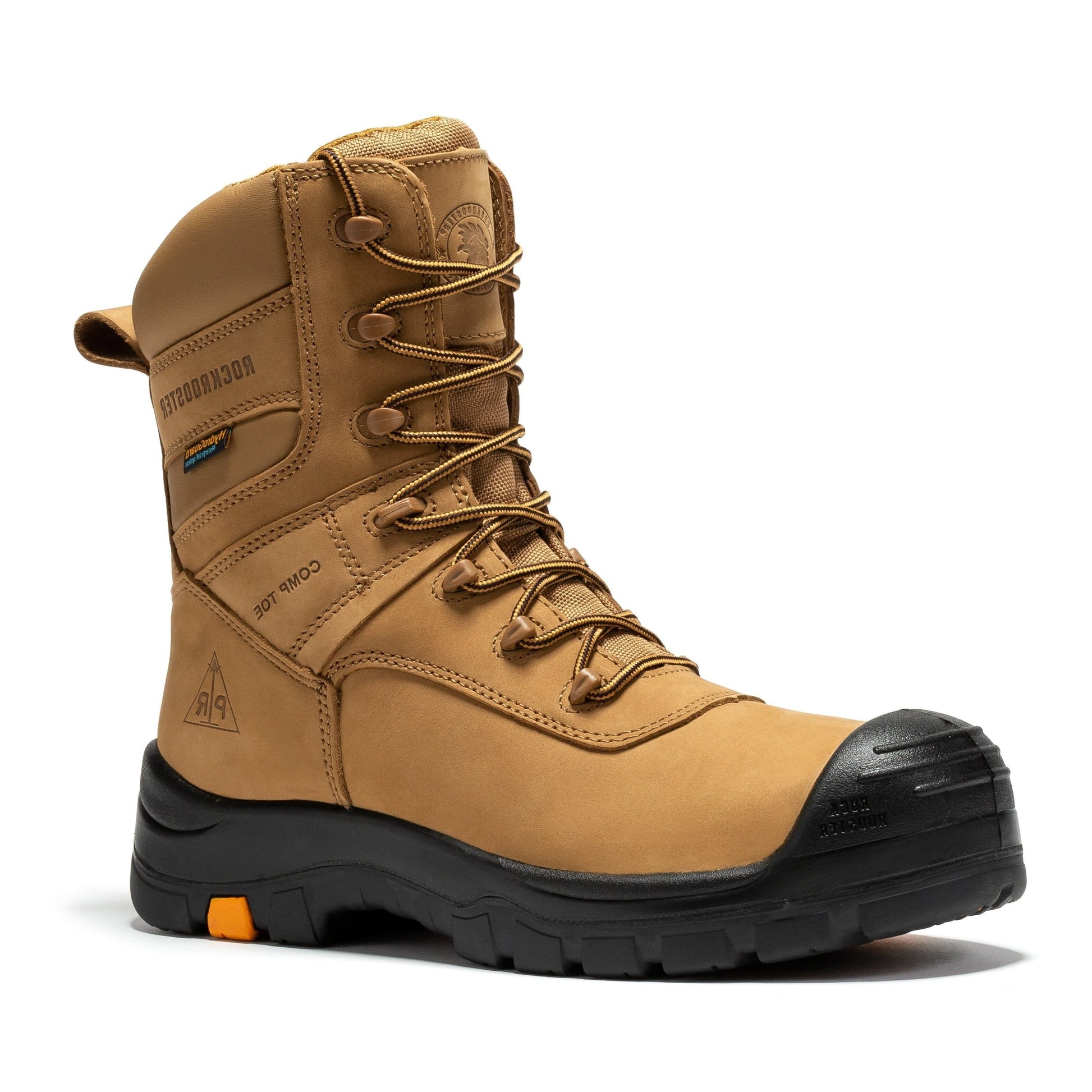 rockrooster Beaufort Men's Brown 8 inch Waterproof Composite Toe Work Boots AK831 Rock Rooster Footwear Inc