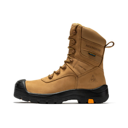 rockrooster Beaufort Men's Brown 8 inch Waterproof Composite Toe Work Boots AK831 Rock Rooster Footwear Inc