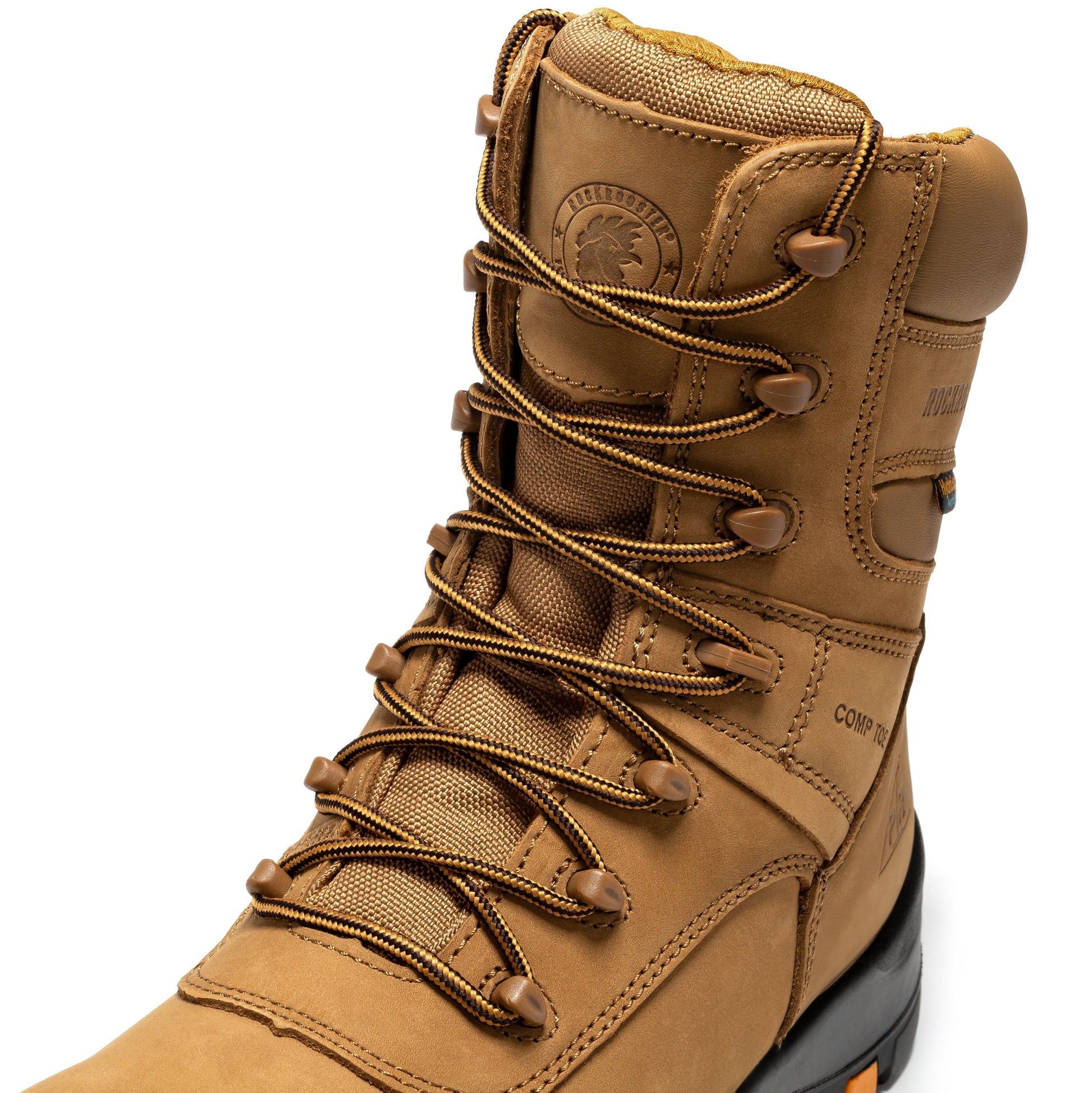 rockrooster Beaufort Men's Brown 8 inch Waterproof Composite Toe Work Boots AK831 Rock Rooster Footwear Inc