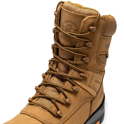 rockrooster Beaufort Men's Brown 8 inch Waterproof Composite Toe Work Boots AK831 Rock Rooster Footwear Inc