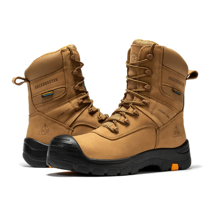 rockrooster Beaufort Men's Brown 8 inch Waterproof Composite Toe Work Boots AK831 Rock Rooster Footwear Inc