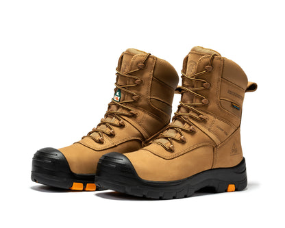 rockrooster Beaufort Men's Brown 8 inch Waterproof Composite Toe Work Boots AK831 Rock Rooster Footwear Inc