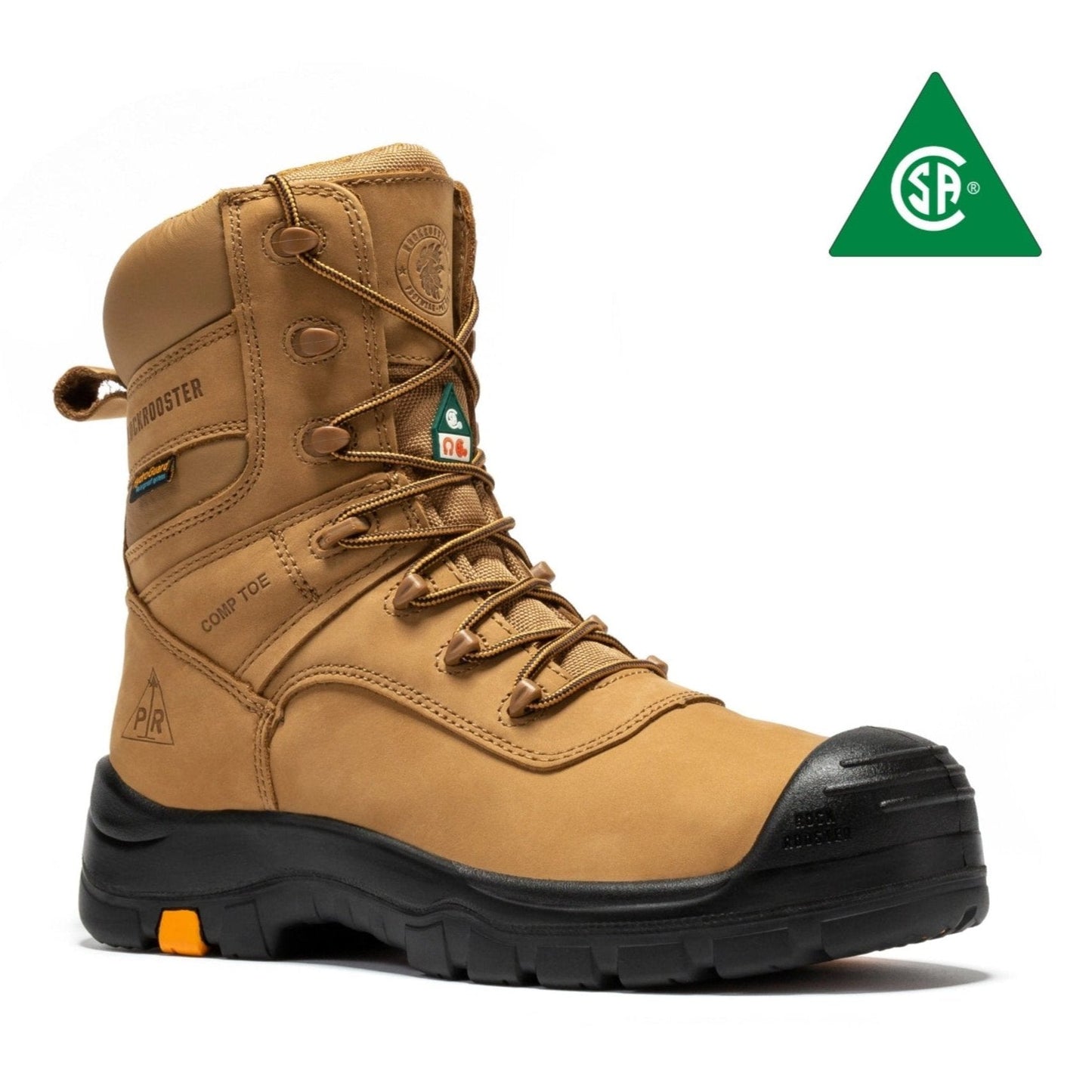 rockrooster Beaufort Men's Brown 8 inch Waterproof Composite Toe Work Boots AK831 Rock Rooster Footwear Inc