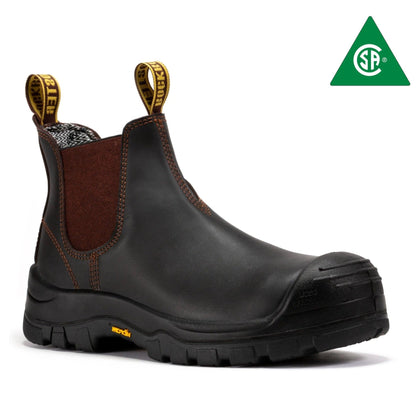 ROCKROOSTER Beaufort Men's Dark Brown 6 inch Composite Toe Pull-on Leather Work Boots VAK631 Rock Rooster Footwear Inc