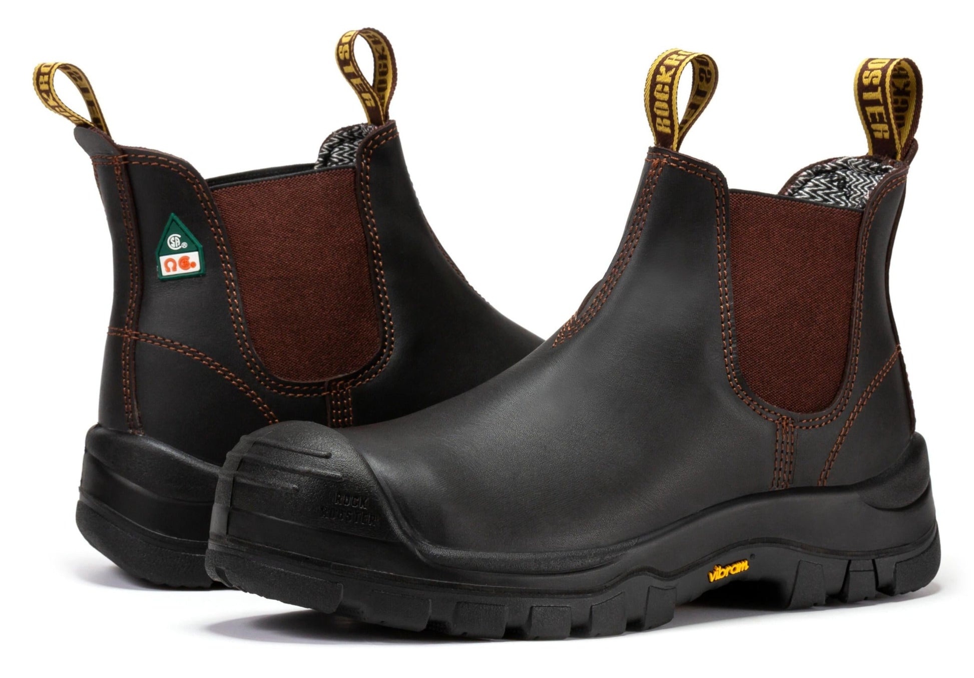 ROCKROOSTER Beaufort Men's Dark Brown 6 inch Composite Toe Pull-on Leather Work Boots VAK631 Rock Rooster Footwear Inc