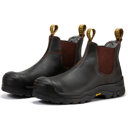 ROCKROOSTER Beaufort Men's Dark Brown 6 inch Composite Toe Pull-on Leather Work Boots VAK631 Rock Rooster Footwear Inc
