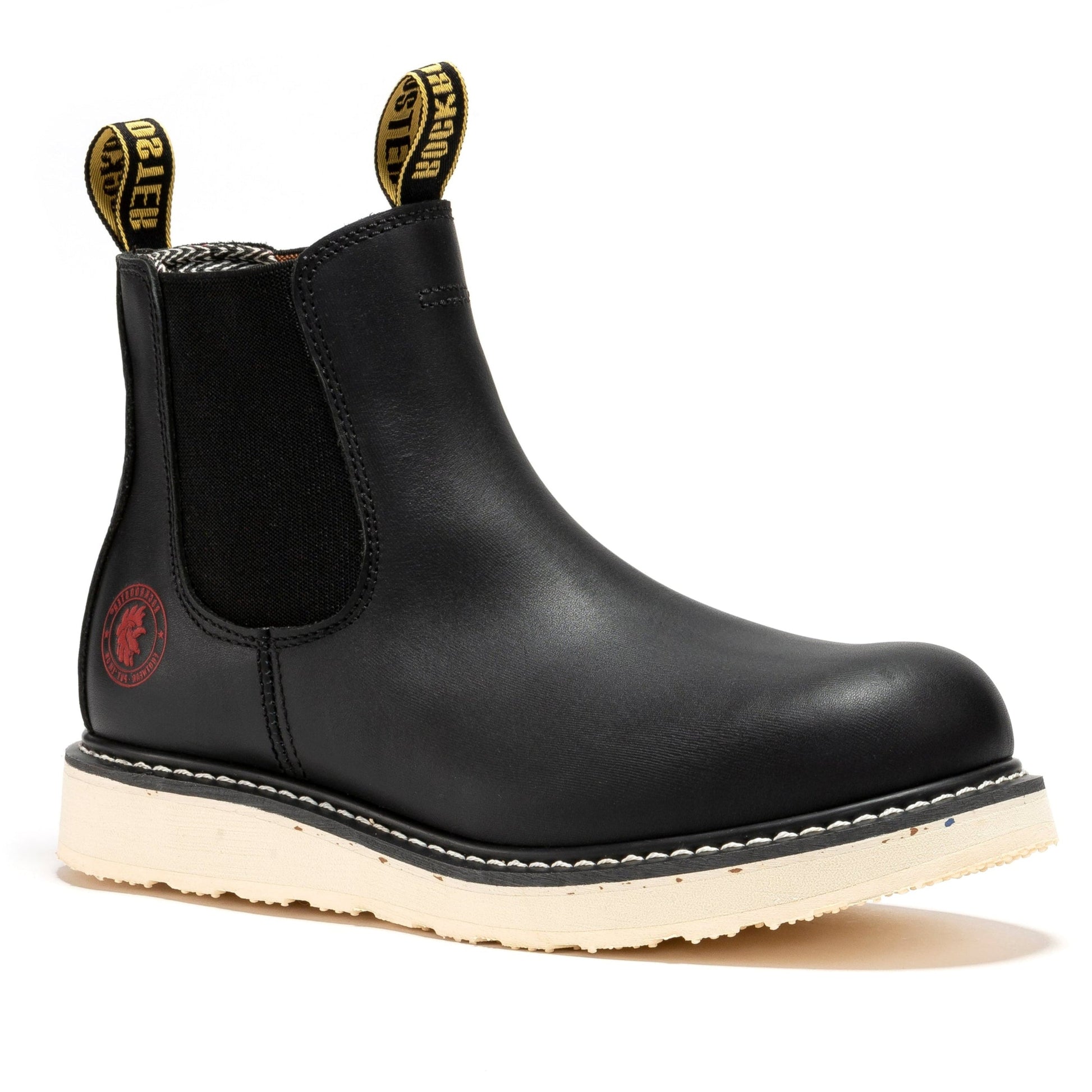 ROCKROOSTER Capitola Men's 6 inch Black Steel Toe Wedge Work Boots SAP101 Rock Rooster Footwear Inc