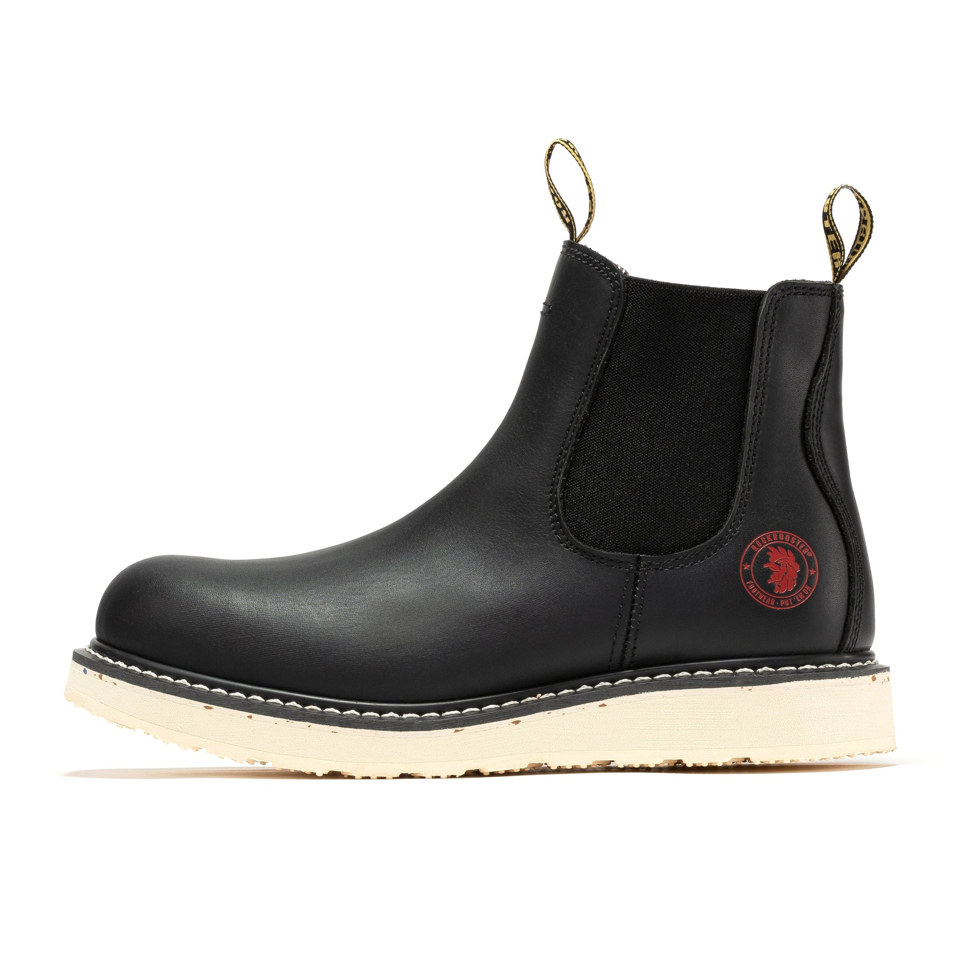 ROCKROOSTER Capitola Men's 6 inch Black Steel Toe Wedge Work Boots SAP101 Rock Rooster Footwear Inc