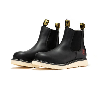 ROCKROOSTER Capitola Men's 6 inch Black Steel Toe Wedge Work Boots SAP101 Rock Rooster Footwear Inc