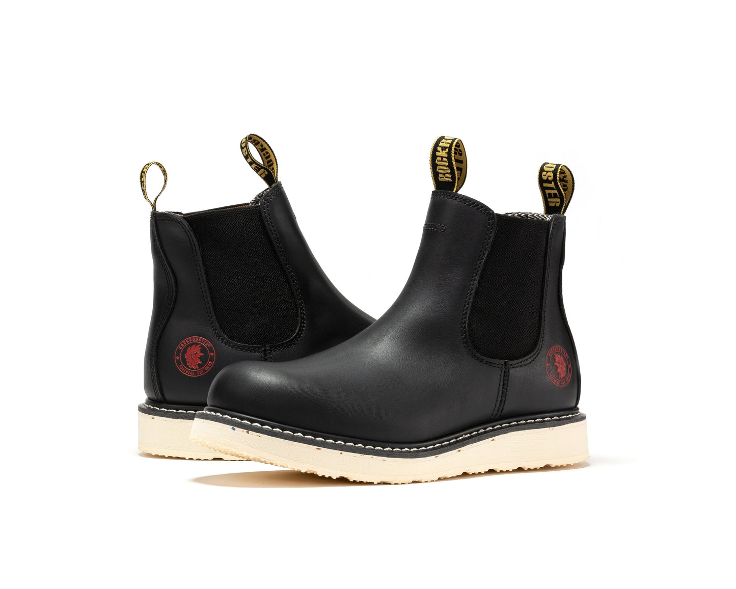ROCKROOSTER Capitola Men's 6 inch Black Steel Toe Wedge Work Boots SAP101 Rock Rooster Footwear Inc