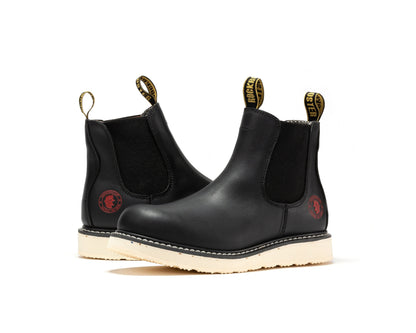 ROCKROOSTER Capitola Men's 6 inch Black Steel Toe Wedge Work Boots SAP101 Rock Rooster Footwear Inc