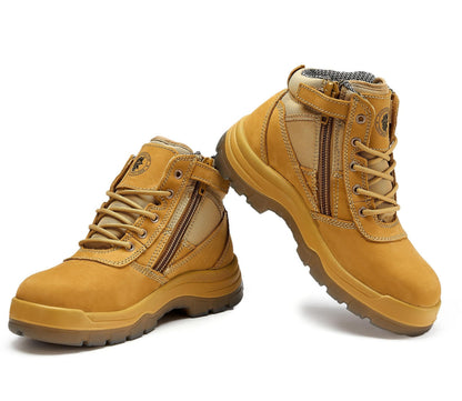 ROCKROOSTER Cortez Tan 6 Inch Zip-sided Steel toecap Leather Work Boots AK050 Rock Rooster Footwear Inc