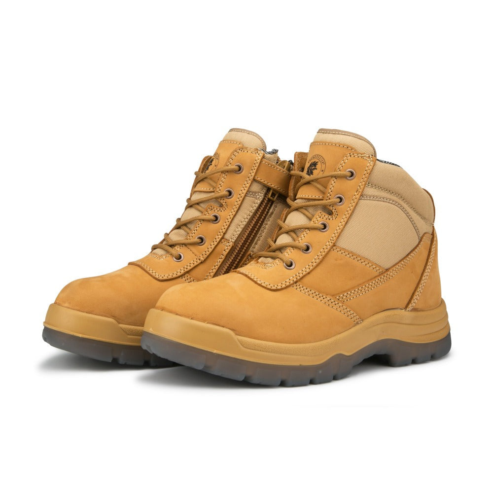 ROCKROOSTER Cortez Tan 6 Inch Zip-sided Steel toecap Leather Work Boots AK050 Rock Rooster Footwear Inc