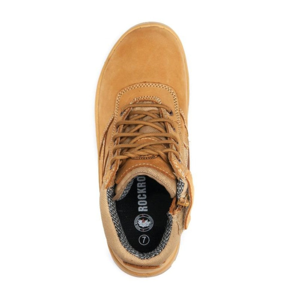 ROCKROOSTER Cortez Tan 6 Inch Zip-sided Steel toecap Leather Work Boots AK050 Rock Rooster Footwear Inc