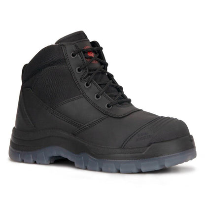 ROCKROOSTER Crisson Black 6 inch Zip sided Steel Toe Leather Work Boots AK050BK Rock Rooster Footwear Inc