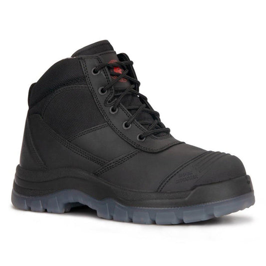 ROCKROOSTER Crisson Black 6 inch Zip sided Steel Toe Leather Work Boots AK050BK Rock Rooster Footwear Inc