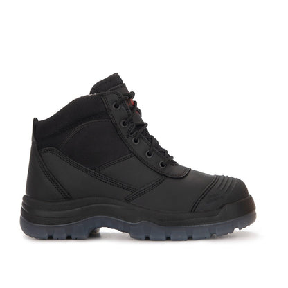 ROCKROOSTER Crisson Black 6 inch Zip sided Steel Toe Leather Work Boots AK050BK Rock Rooster Footwear Inc