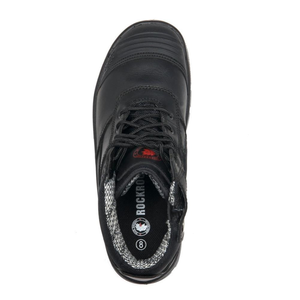 ROCKROOSTER Crisson Black 6 inch Zip sided Steel Toe Leather Work Boots AK050BK Rock Rooster Footwear Inc