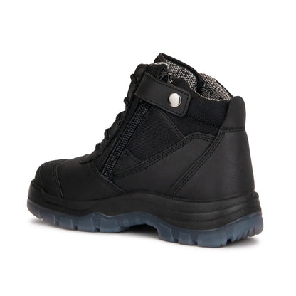 ROCKROOSTER Crisson Black 6 inch Zip sided Steel Toe Leather Work Boots AK050BK Rock Rooster Footwear Inc