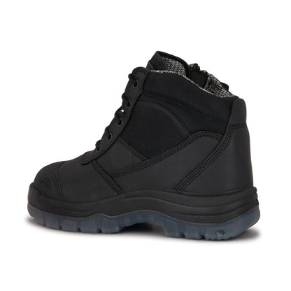 ROCKROOSTER Crisson Black 6 inch Zip sided Steel Toe Leather Work Boots AK050BK Rock Rooster Footwear Inc