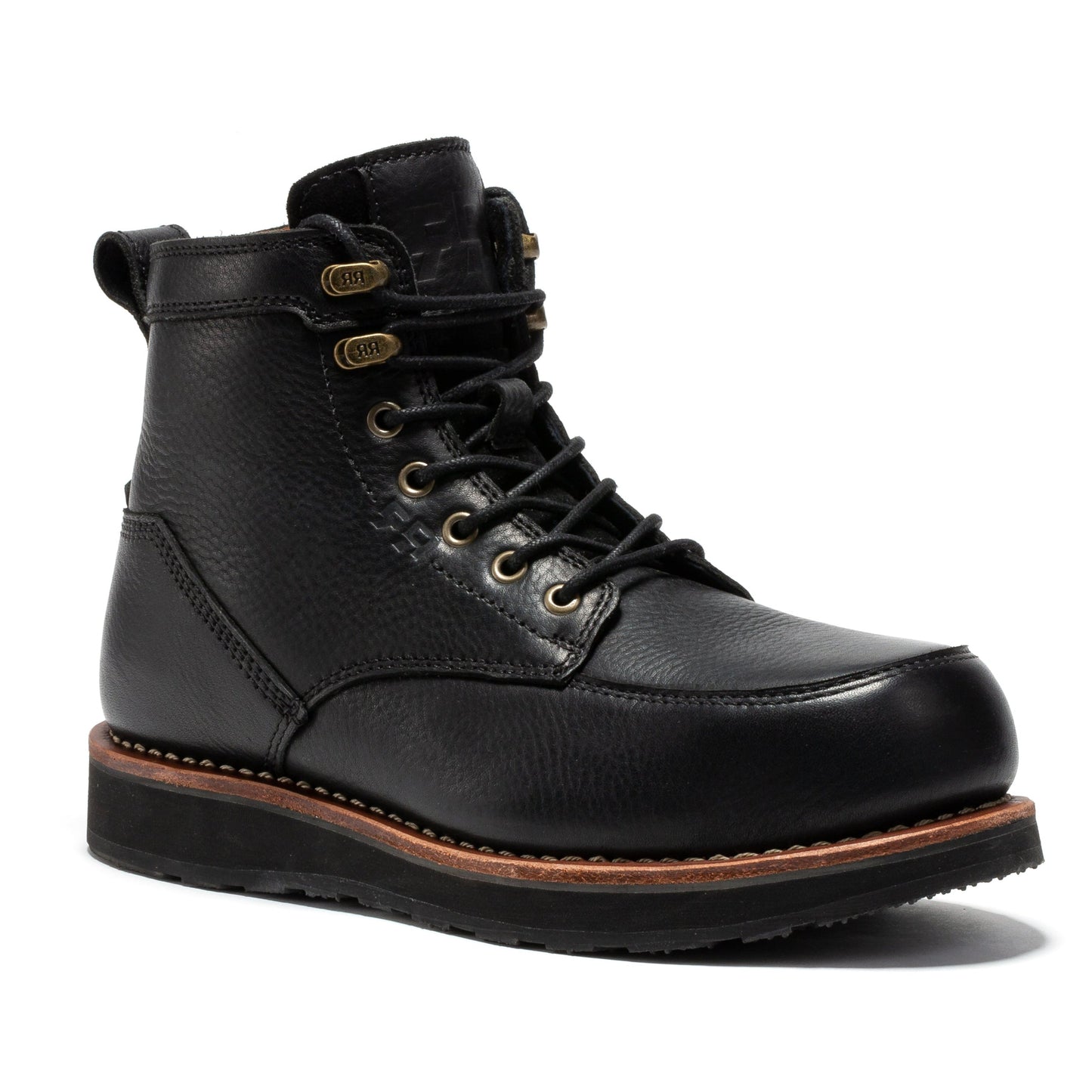 ROCKROOSTER Edgewood Men's 6 Inch Black Steel Toe Wedge Work Boots SAP610BK Rock Rooster Footwear Inc