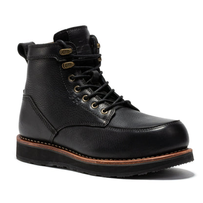 ROCKROOSTER Edgewood Men's 6 Inch Black Steel Toe Wedge Work Boots SAP610BK Rock Rooster Footwear Inc
