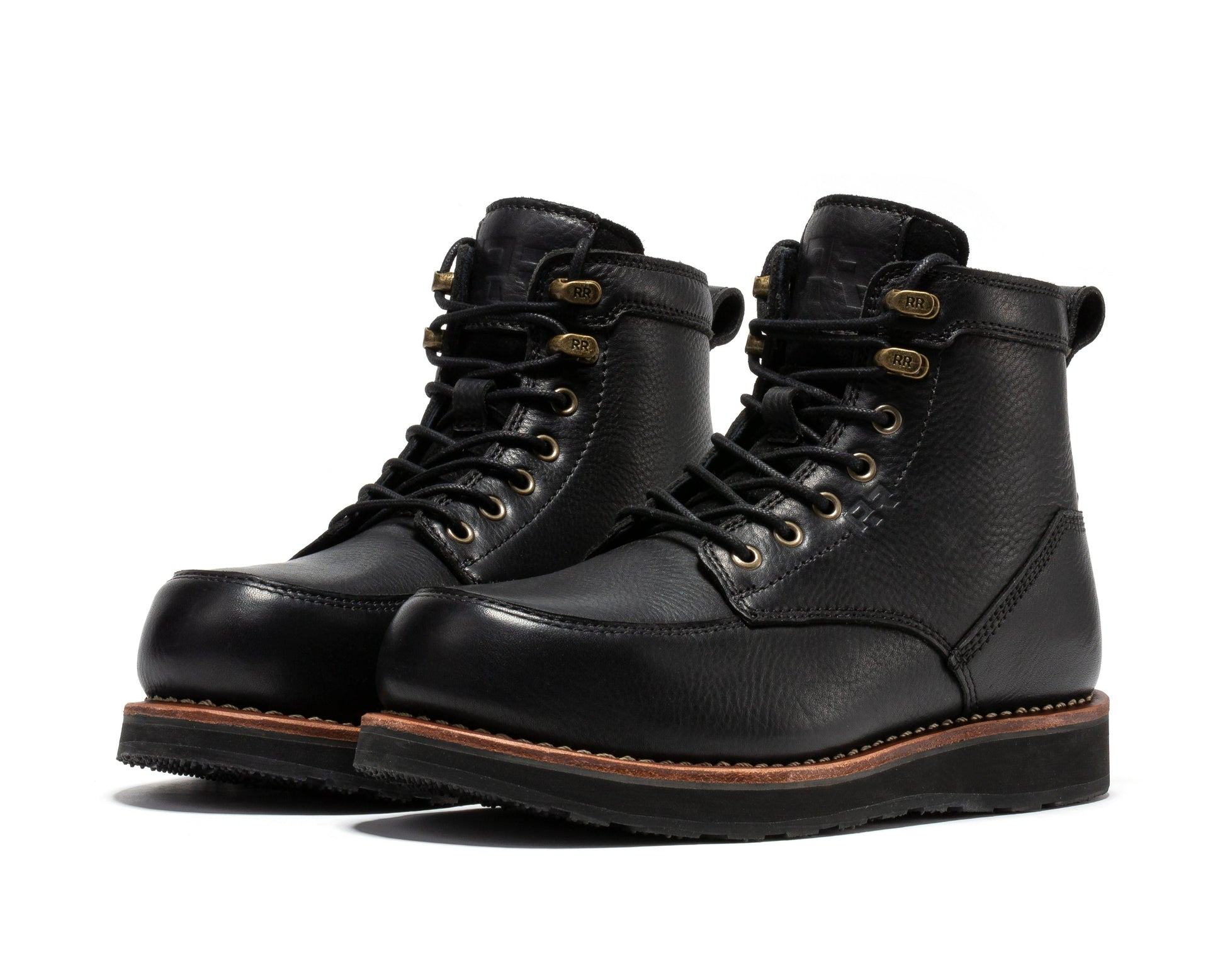 ROCKROOSTER Edgewood Men's 6 Inch Black Steel Toe Wedge Work Boots SAP610BK Rock Rooster Footwear Inc