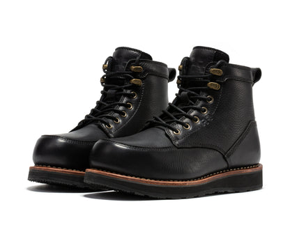 ROCKROOSTER Edgewood Men's 6 Inch Black Steel Toe Wedge Work Boots SAP610BK Rock Rooster Footwear Inc
