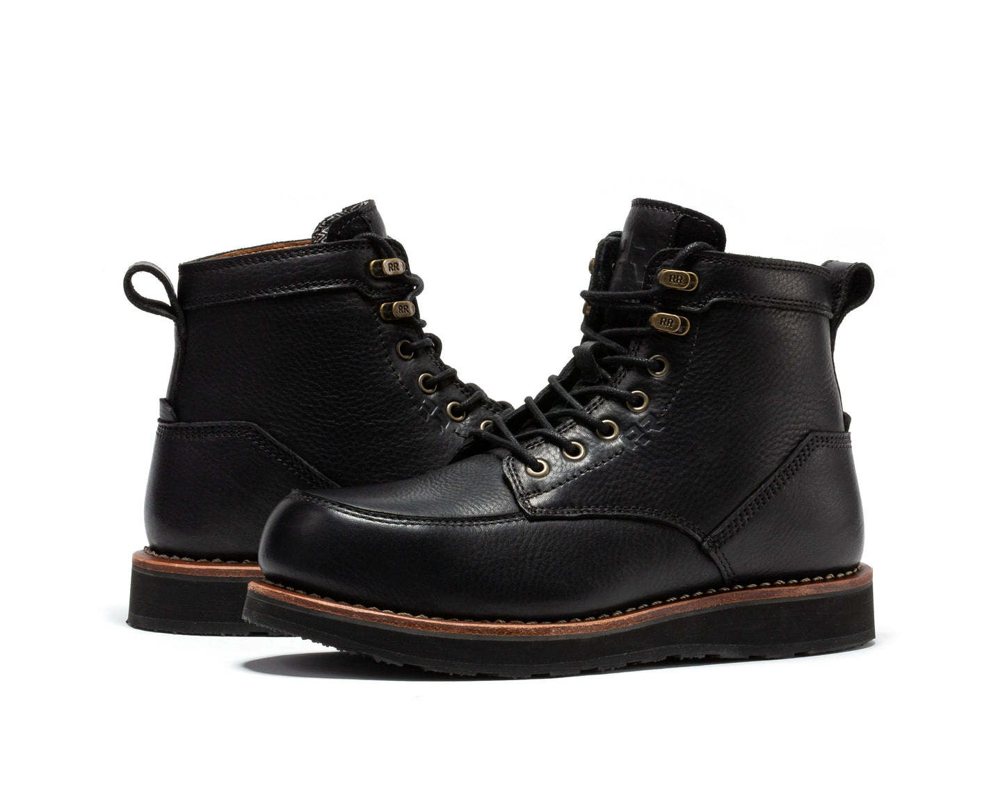 ROCKROOSTER Edgewood Men's 6 Inch Black Steel Toe Wedge Work Boots SAP610BK Rock Rooster Footwear Inc