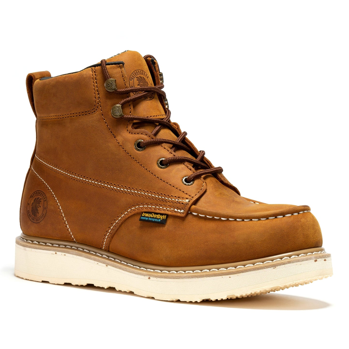 ROCKROOSTER Edgewood Men's 6 inch Brown steel toe waterproof wedge work boots SAP858 Rock Rooster Footwear Inc