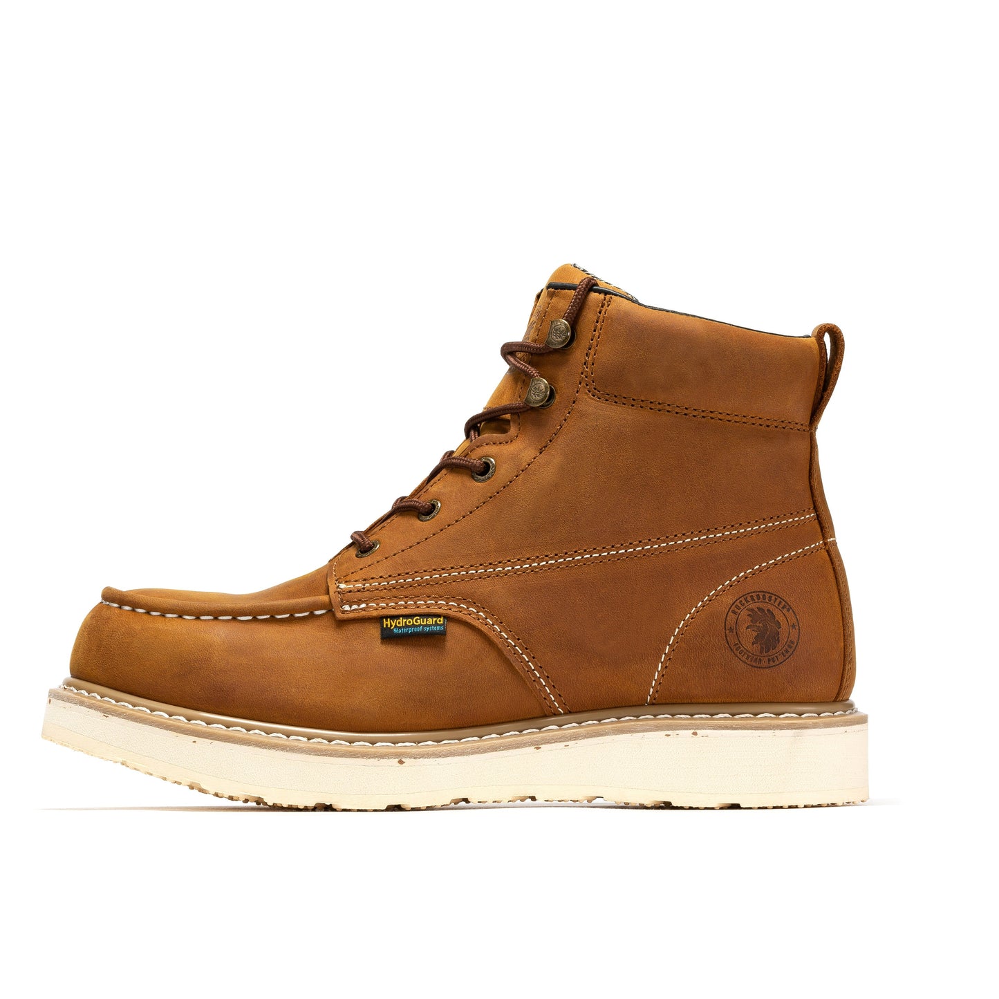 ROCKROOSTER Edgewood Men's 6 inch Brown steel toe waterproof wedge work boots SAP858 Rock Rooster Footwear Inc