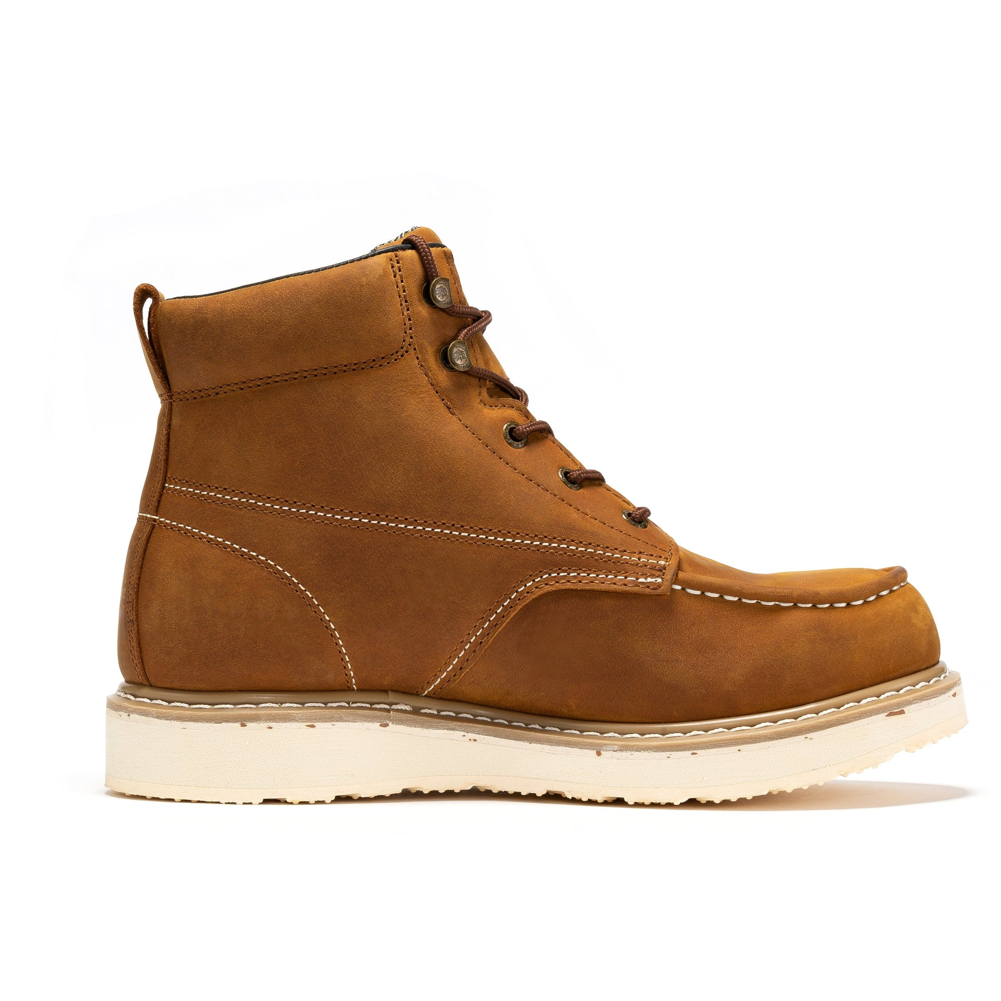 ROCKROOSTER Edgewood Men's 6 inch Brown steel toe waterproof wedge work boots SAP858 Rock Rooster Footwear Inc