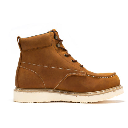ROCKROOSTER Edgewood Men's 6 inch Brown steel toe waterproof wedge work boots SAP858 Rock Rooster Footwear Inc