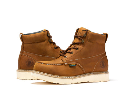 ROCKROOSTER Edgewood Men's 6 inch Brown steel toe waterproof wedge work boots SAP858 Rock Rooster Footwear Inc