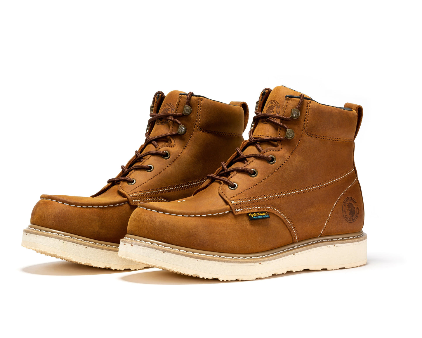 ROCKROOSTER Edgewood Men's 6 inch Brown steel toe waterproof wedge work boots SAP858 Rock Rooster Footwear Inc