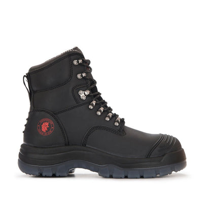ROCKROOSTER Kensington Black 7 inch Zip-sided Steel Toe Leather Work Boots AK245Z Rock Rooster Footwear Inc