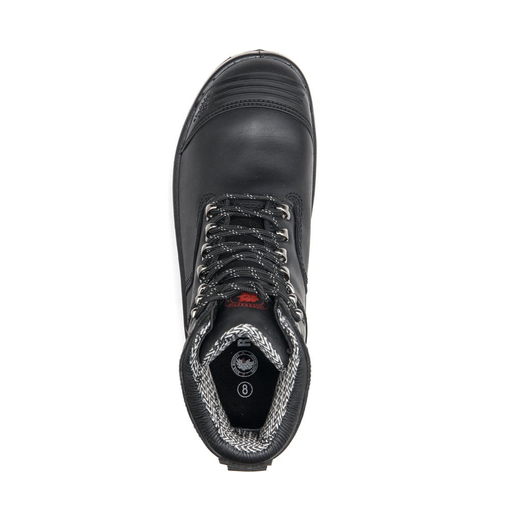 ROCKROOSTER Kensington Black 7 inch Zip-sided Steel Toe Leather Work Boots AK245Z Rock Rooster Footwear Inc