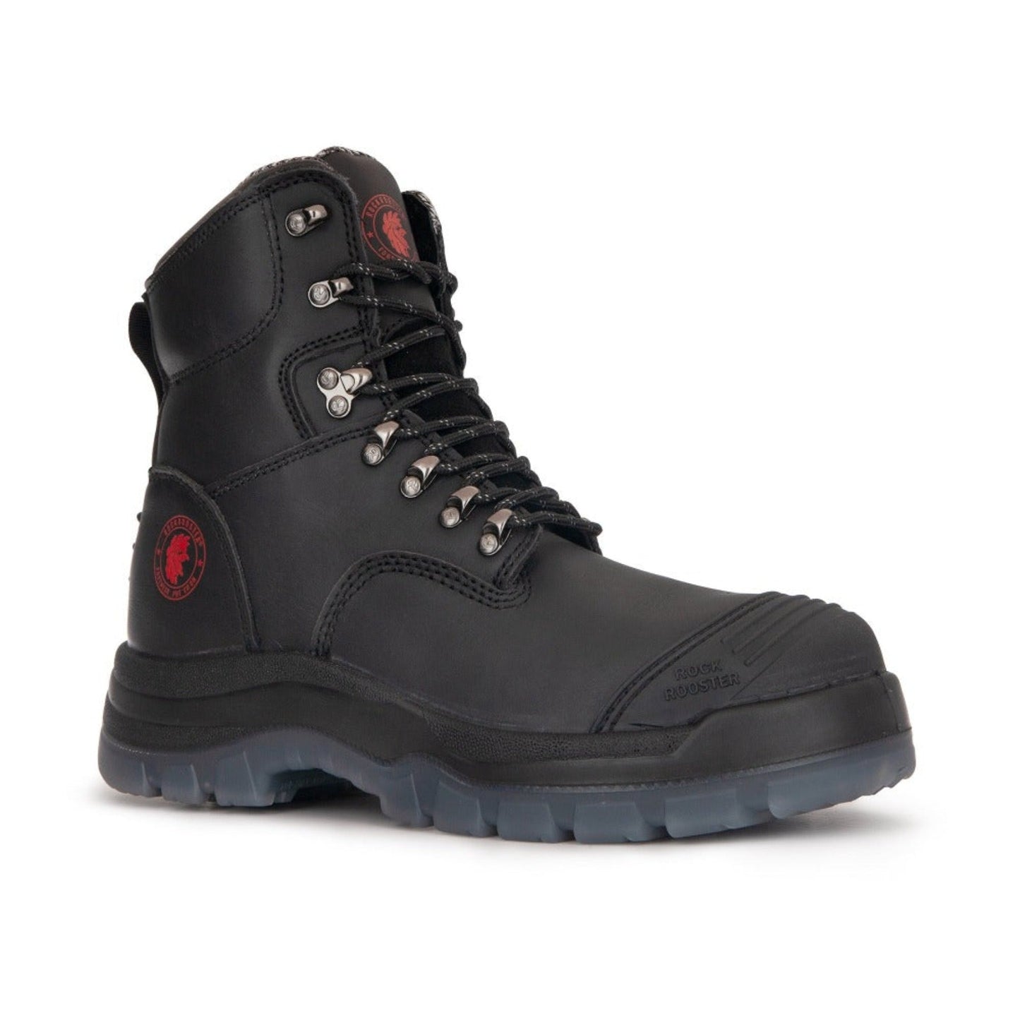 ROCKROOSTER Kensington Black 7 inch Zip-sided Steel Toe Leather Work Boots AK245Z Rock Rooster Footwear Inc