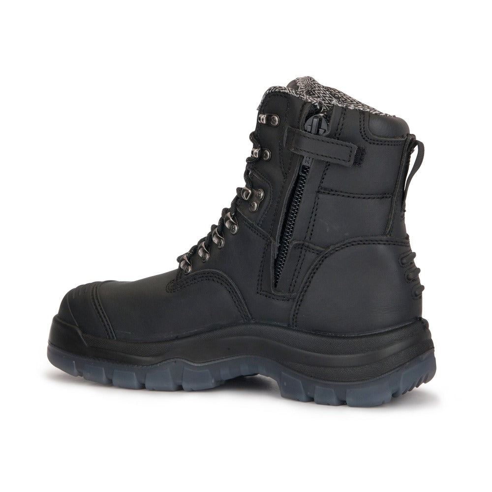 ROCKROOSTER Kensington Black 7 inch Zip-sided Steel Toe Leather Work Boots AK245Z Rock Rooster Footwear Inc
