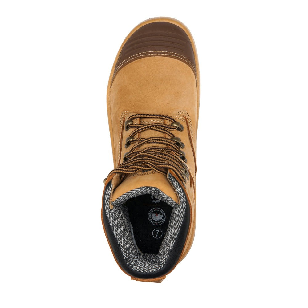 ROCKROOSTER Kimberly Tan 7 inch Zip-sided Steel Toe Leather Work Boots AK232Z Rock Rooster Footwear Inc