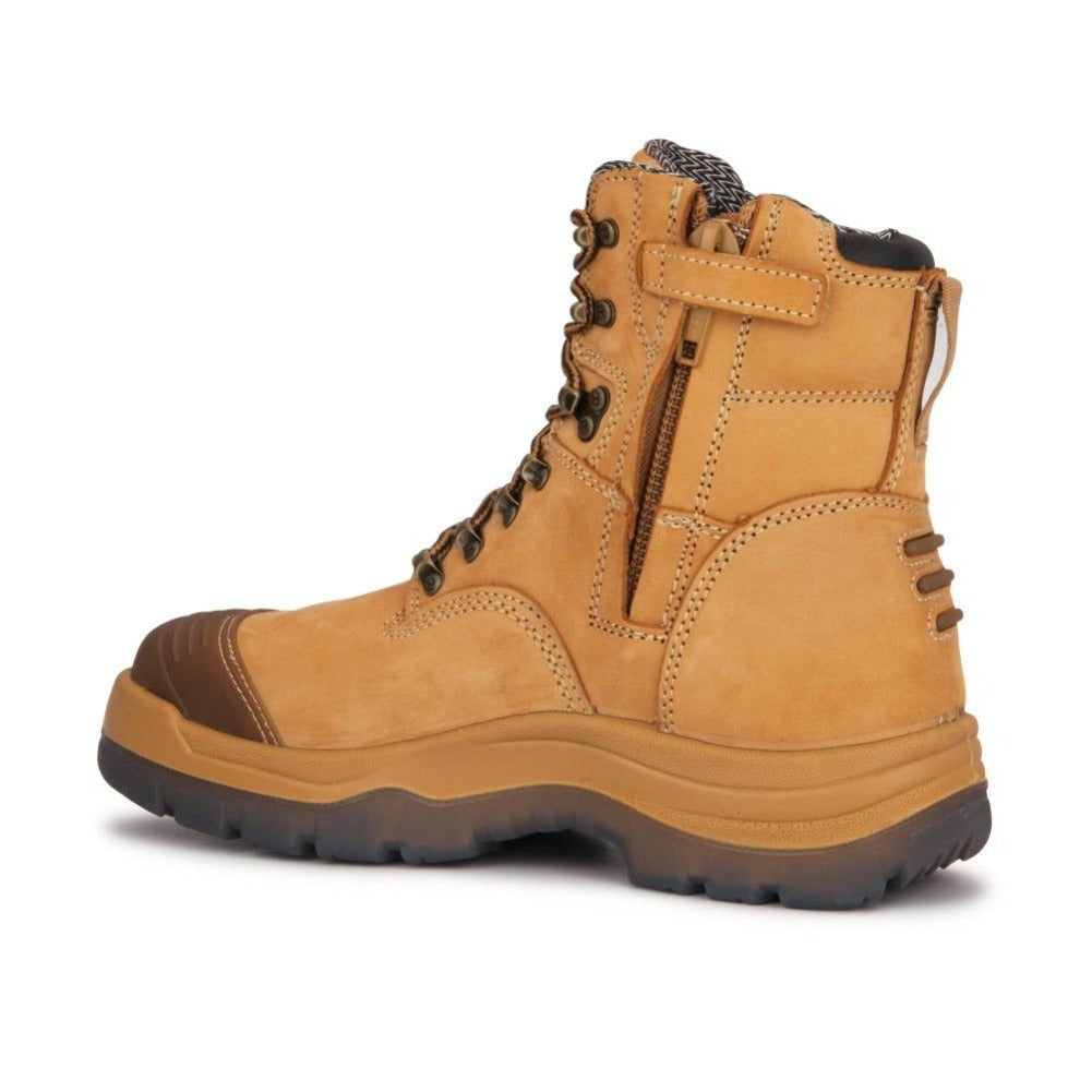 ROCKROOSTER Kimberly Tan 7 inch Zip-sided Steel Toe Leather Work Boots AK232Z Rock Rooster Footwear Inc