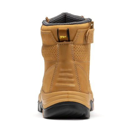 ROCKROOSTER Madison Tan 6 inch Zip-sided Steel Toe Leather Work Boots AK052 Rock Rooster Footwear Inc