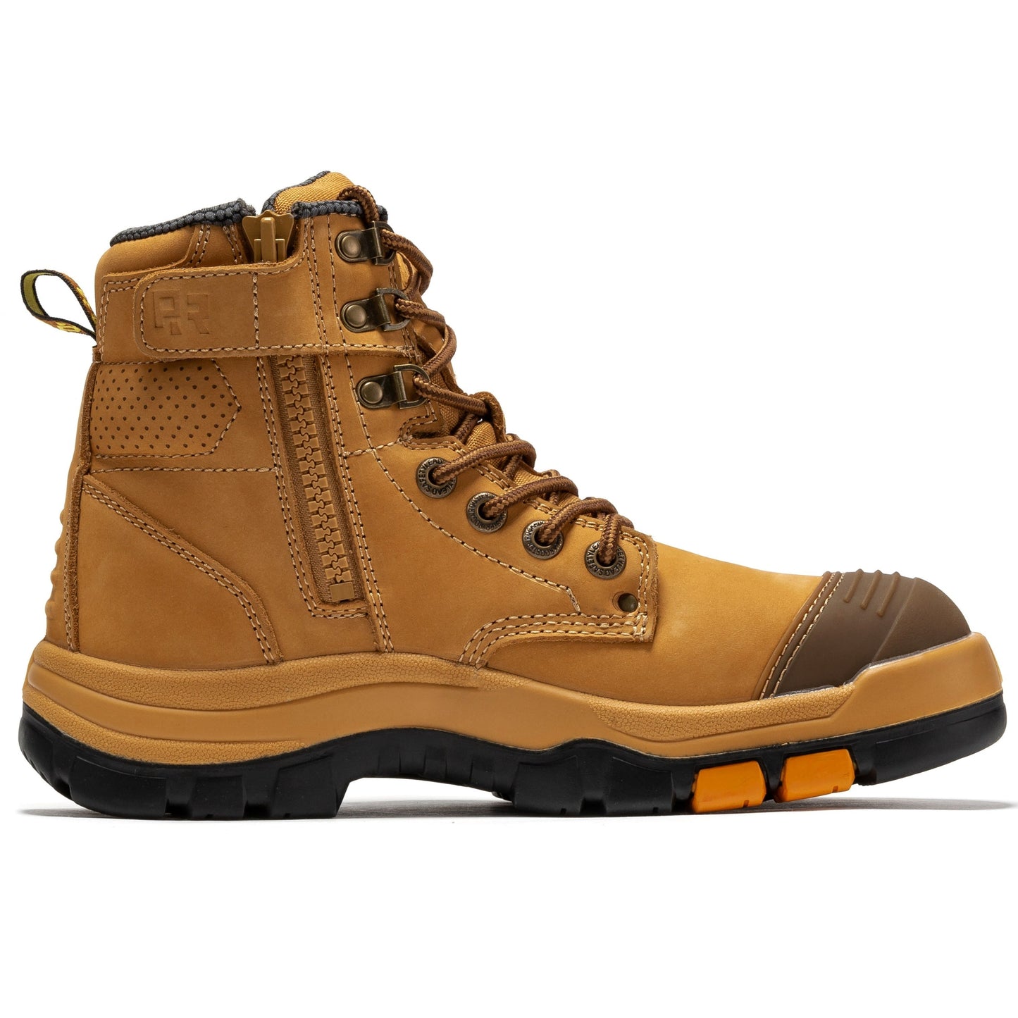 ROCKROOSTER Madison Tan 6 inch Zip-sided Steel Toe Leather Work Boots AK052 Rock Rooster Footwear Inc