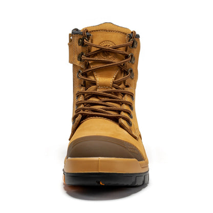 ROCKROOSTER Madison Tan 6 inch Zip-sided Steel Toe Leather Work Boots AK052 Rock Rooster Footwear Inc