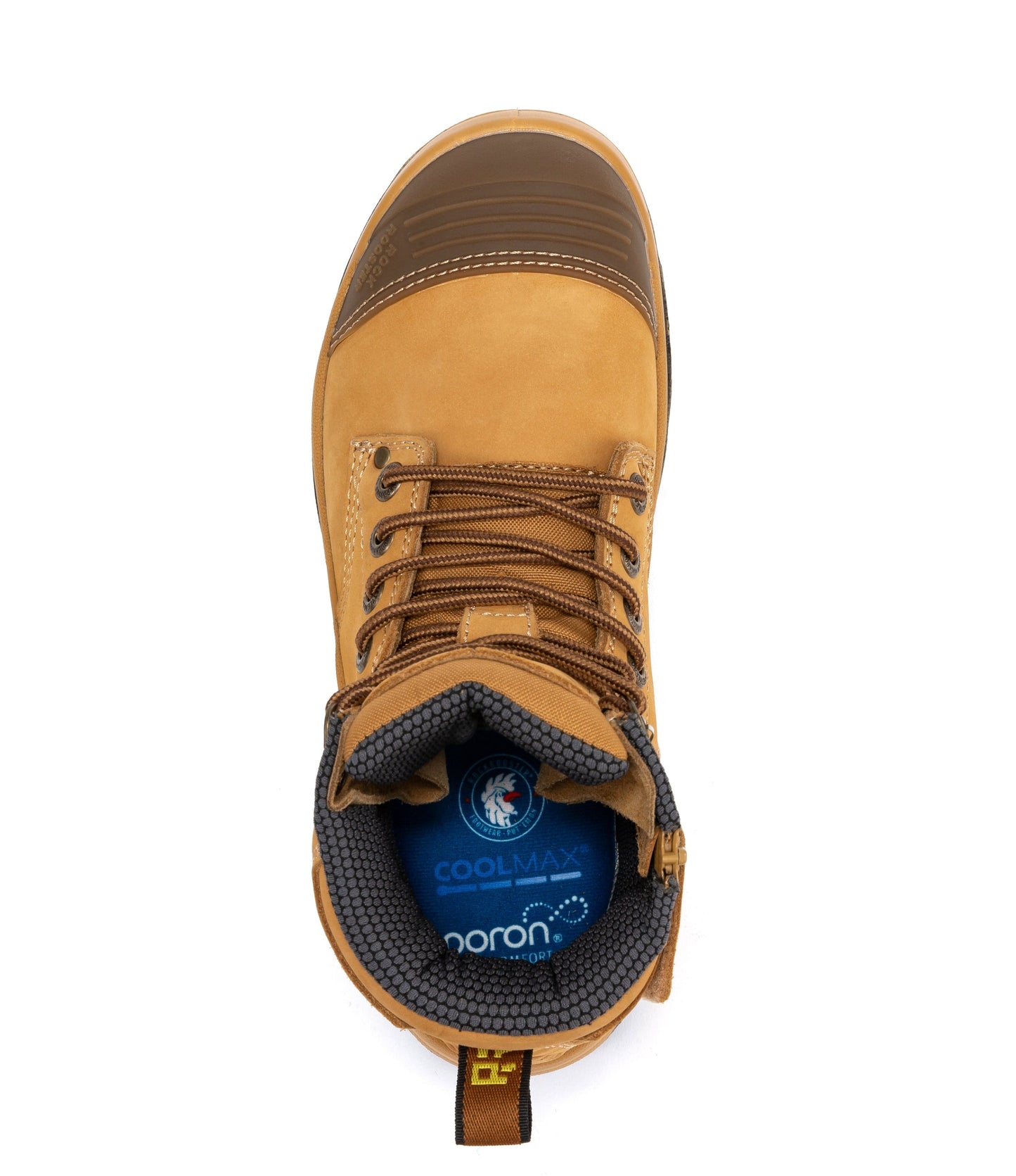 ROCKROOSTER Madison Tan 6 inch Zip-sided Steel Toe Leather Work Boots AK052 Rock Rooster Footwear Inc