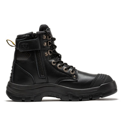 ROCKROOSTER Madison Tan 6 inch Zip-sided Steel Toe Leather Work Boots AK052 Rock Rooster Footwear Inc