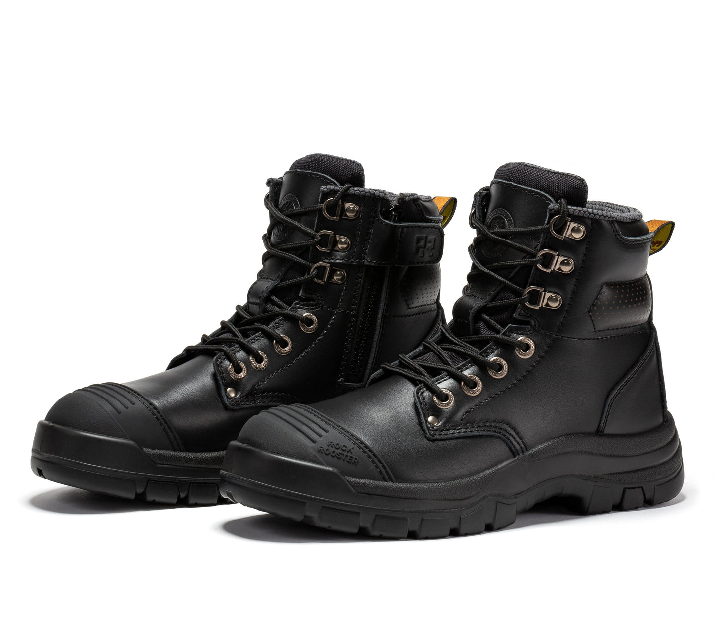 ROCKROOSTER Madison Tan 6 inch Zip-sided Steel Toe Leather Work Boots AK052 Rock Rooster Footwear Inc